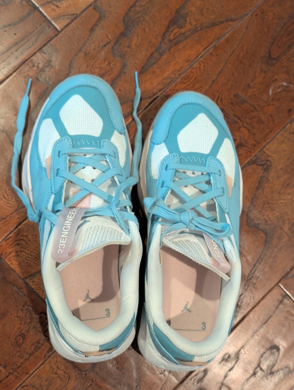 Jordan Women's Low-Top Athletic Sneakers in Light Blue, White, and Pale Pink - Picture 2 of 9